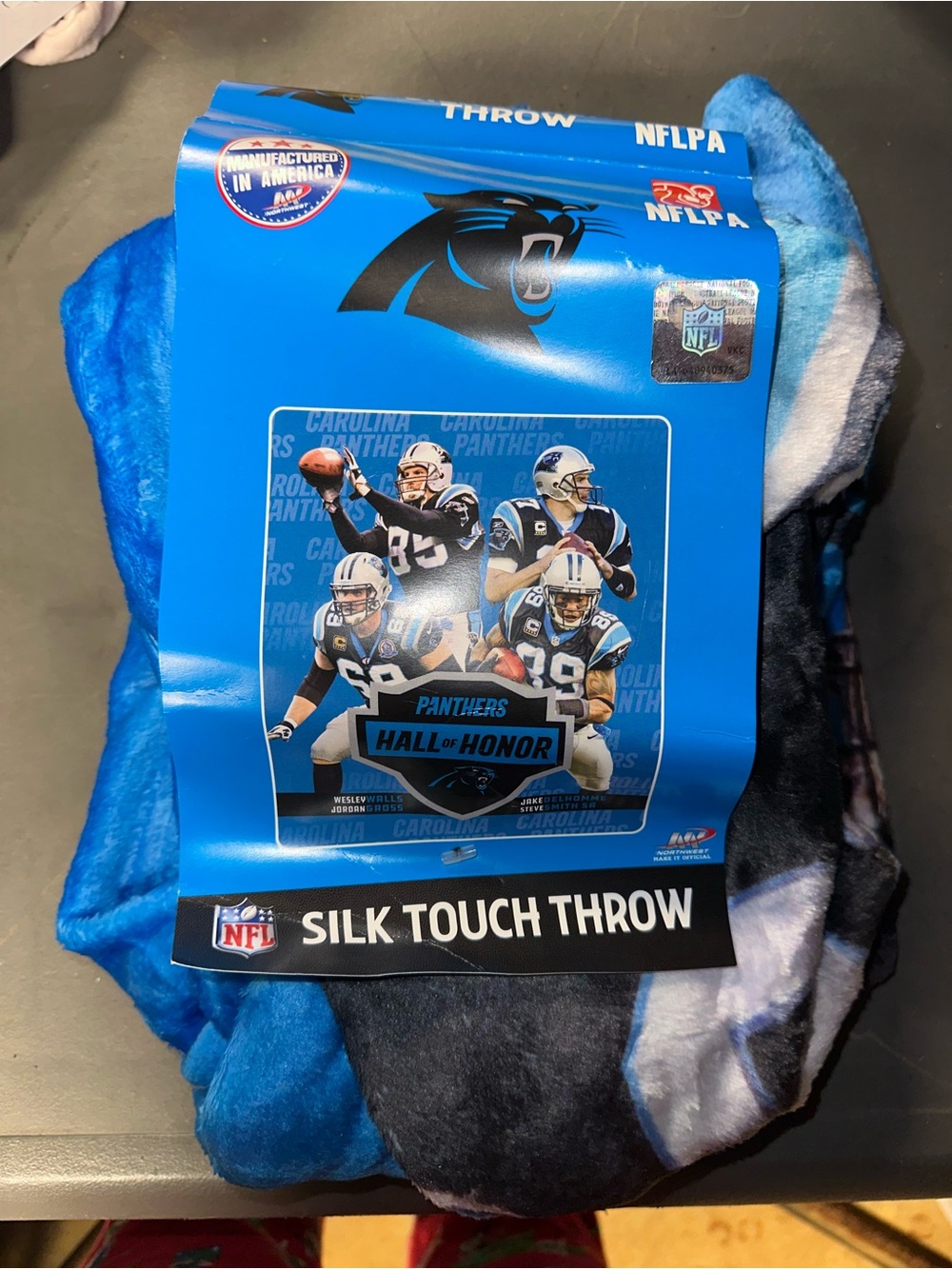NFL Carolina Panthers Blue Black White Silk Touch Throw